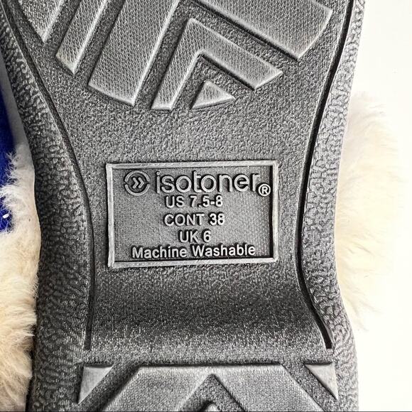 Isotoner ResponsiV royal blue faux fur lined closed toe slip on slippers 8 NEW - Picture 7 of 9